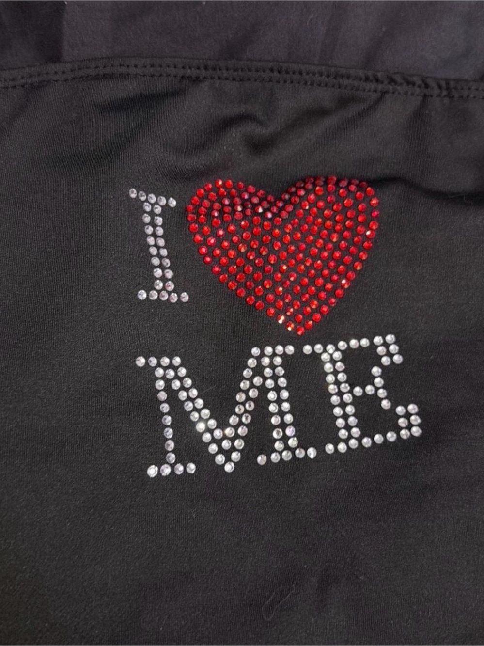 SHEIN Black Rhinestone 'I ♥ ME' Athletic Shorts